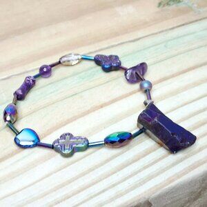 Dainty crystal beaded stretch bracelet